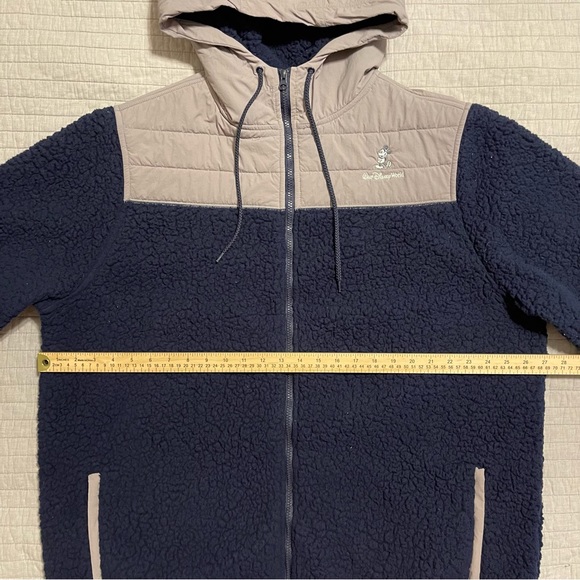 Disney World Mickey Mouse Sherpa Hoodie Zip Up Denali Jacket Adult 2XL Blue - Picture 2 of 10